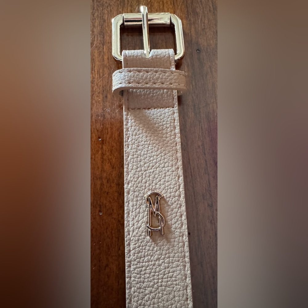 Steve Madden Tan Leather Belt with Gold Buckle - Picture 3 of 4